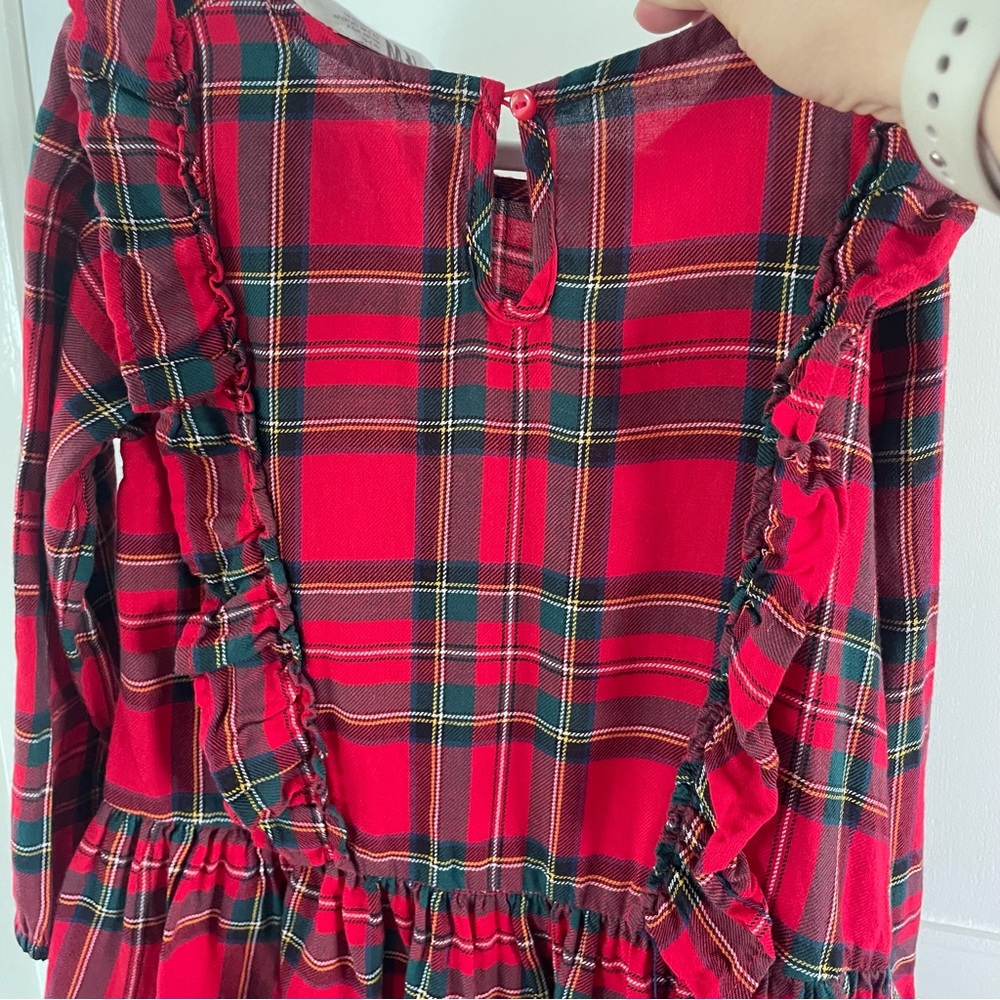 H&M Christmas red tartan plaid toddler girl's dress bundle size 3-4 - Picture 11 of 13